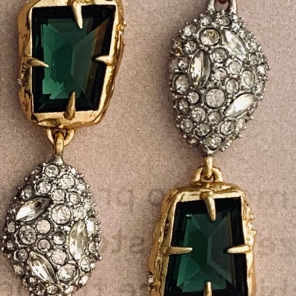 ALEXIS BITTAR • Mismatch Rocky Crystal Emerald Green Drop Earrings - Picture 5 of 6